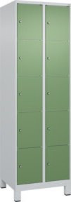 C+P Schließfachschrank Classic PLUS mit 2 Abteilen und Füßen, Farbe Grau und Resedagrün, H x B x T: 195 x 60 x 50 cm - Bild 1