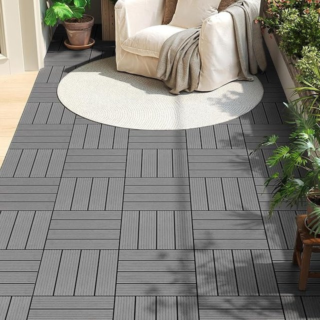 WOLTU 22er Set WPC Verbund-Gartenbodenplatten mit Holzeffekt und Klicksystem, B/T: 30 x 30 cm - Bild 1