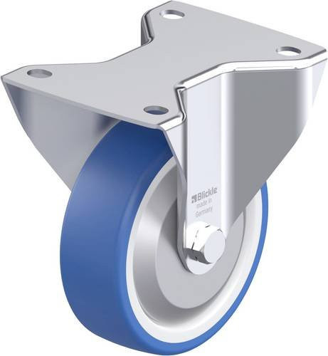 Blickle Stahlblech-Bockrolle BK-POTHS 125XR-3-FA in Blau mit 125 mm Rad-Durchmesser und 275 kg Tragfähigkeit - Bild 1