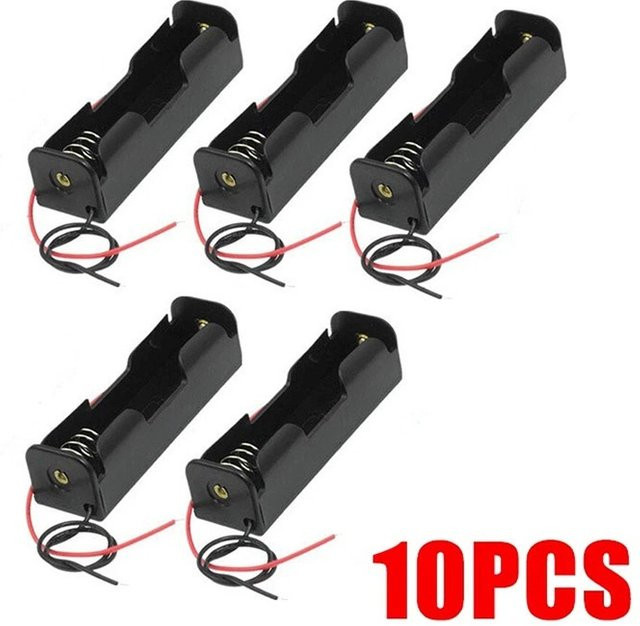 VORILYNEX 10er Set 18650 Batteriegehäuse in Schwarz mit Anschlusskabel für 3,6 V-4,2 V Powerbank - Bild 1