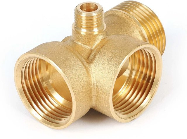 Wiltec 4-Wege-Verteiler aus Messing mit 2x IG und 2x AG für Hauswasserwerke und Druckkessel, Gold - Bild 1