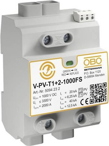 OBO Bettermann Überspannungsschutz-Modul V-PV-T1+2-1000FS, Grau - Bild 1