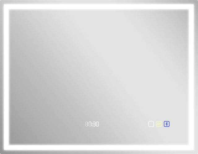 HOMCOM Badezimmer-Spiegel mit Bluetooth und LED-Beleuchtung in Silber, dimmbarer Wandspiegel mit Touch-Schalter, Anti-Beschlag-Funktion und Speicher, B: 90 cm, H: 70 cm - Bild 1