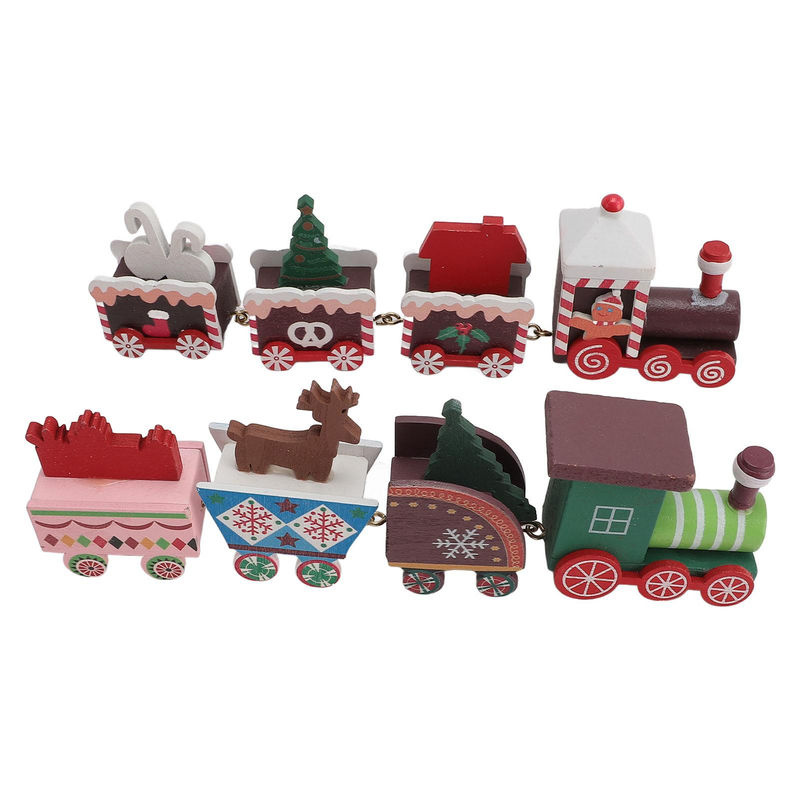 GoolRC Weihnachts-Miniaturzug aus Holz als dekorative Weihnachtsdekoration in Braun und Mehrfarbig - Bild 2