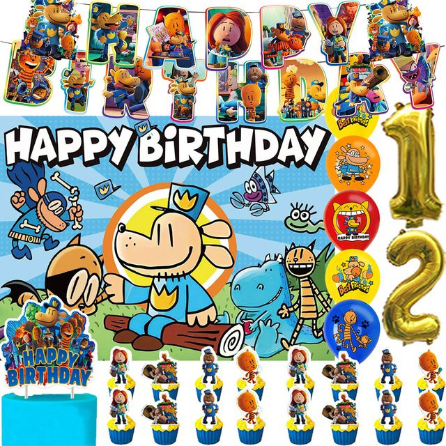 Blue&Dogs Partyzubehör Set für Kindergeburtstage mit Ballon, Kuchen Topper, Banner und Hintergrund in Mehrfarbig - Bild 1