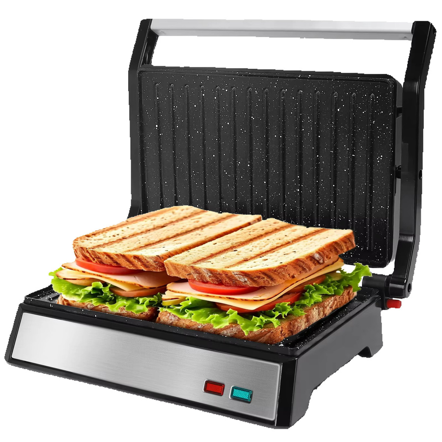 Aigostar Kontaktgrill in Schwarz mit Edelstahl-Design, 1500W Panini Grill und Sandwichmaker mit Antihaftbeschichtung und abnehmbarer Ölsammelbox - Bild 7