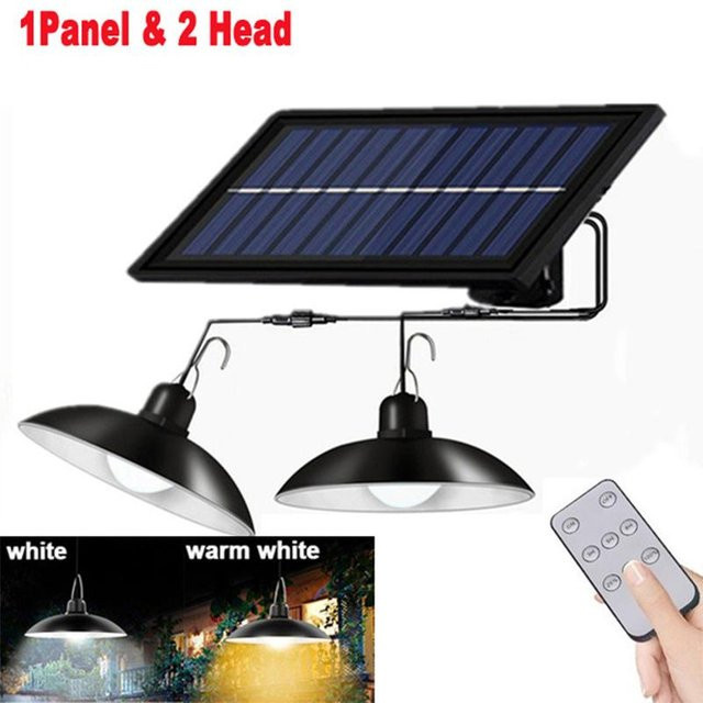 2er Set Solar-Kronleuchter von YWZT BEIMT Factory, wasserdichte 60-LED Außenleuchten in Schwarz mit Fernbedienung und dimmbarer Warmweiß-Beleuchtung für Garten und Hof - Bild 1
