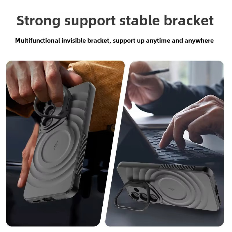 Magnetische Schutzhülle für Samsung Galaxy S25 Ultra und Galaxy S25 Plus mit Objektivhalter und Standfunktion in Schwarz - Bild 4