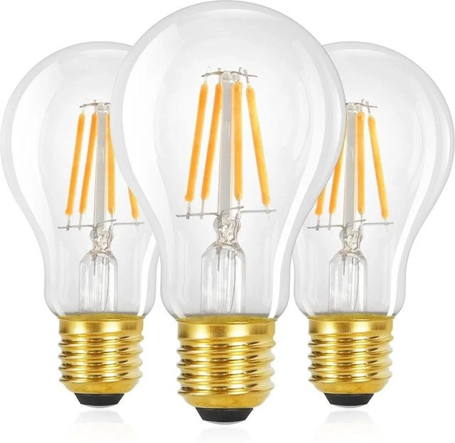 NETTLIFE LED Filament Leuchtmittel aus Glas, Warmweiß, Transparent, 3er-Set, E27 - Bild 1