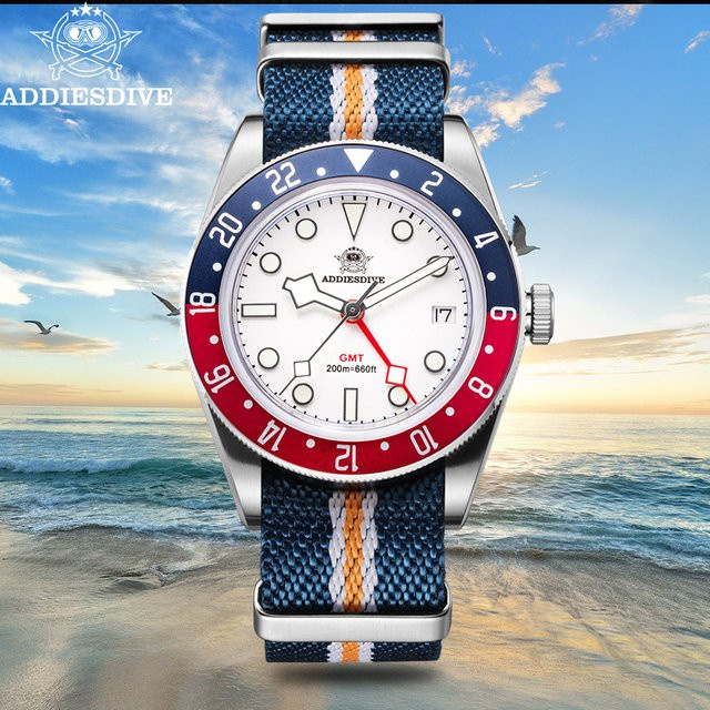 ADDIESDIVE Armbanduhr, Quarz, Edelstahl, Textil/NATO, Herren - Bild 1