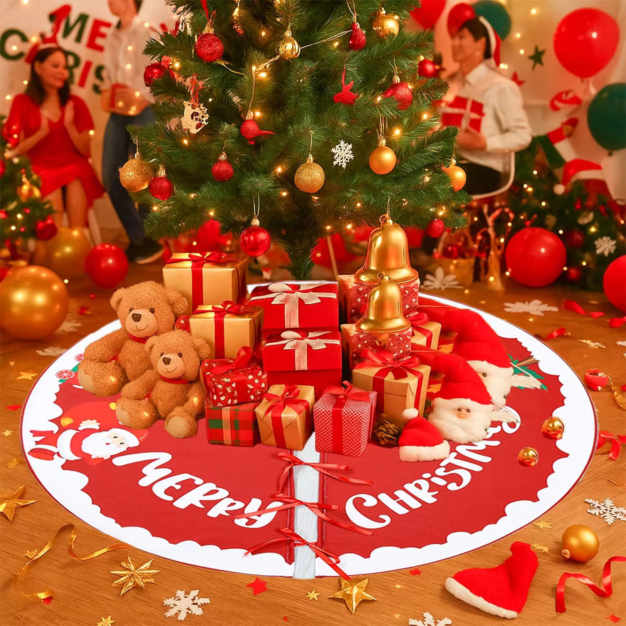 VIKAMA Weihnachtsbaumrock in Rot aus Textil für deine Weihnachtsdekoration im Innen- und Außenbereich - Bild 2