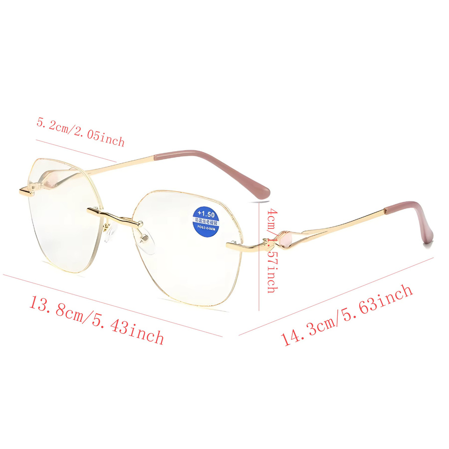 MDOD Korrektionsbrille, randlos, rund, Metall, Anti-Blaulicht - Bild 2