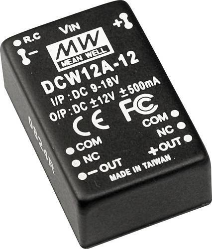 Mean Well MW DCW12A-12 DC/DC-Wandler 12W Schwarz mit 2 Ausgängen - Bild 1