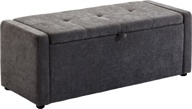 HOMCOM Aufbewahrungsbank mit Leinenbezug in Dunkelgrau, gepolsterte Sitzbank mit Aufbewahrungsbox für Wohnzimmer, Schlafzimmer oder Flur, B/T/H: 122 x 48 x 44 cm - Bild 1