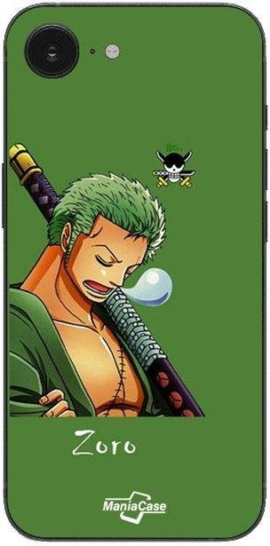 Manicase Handyhülle für iPhone 16E mit Roronoa Zoro One Piece Manga Anime Design in Schwarz - Bild 1