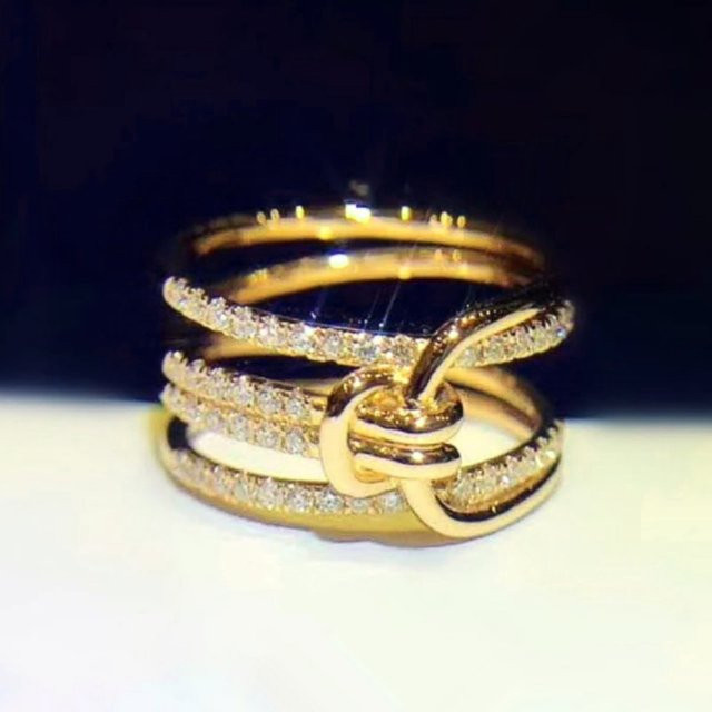 Huitan Ringe, Gold, Zirkonia, Damen - Bild 1