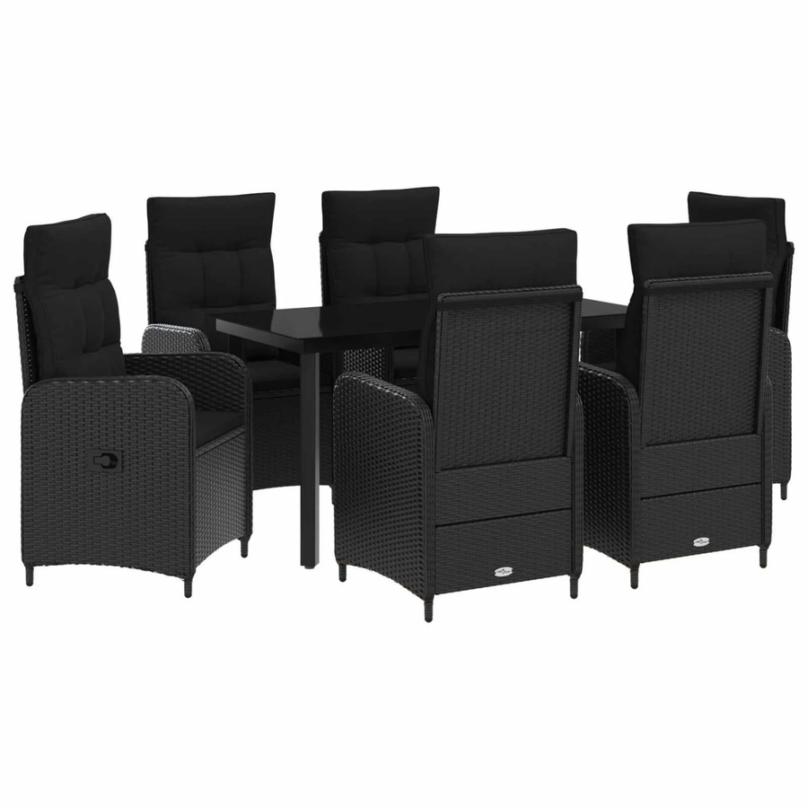 vidaXL Sofa-Tischset mit 7 Kissen in Schwarz aus Kunststoff und Stahl - Bild 2