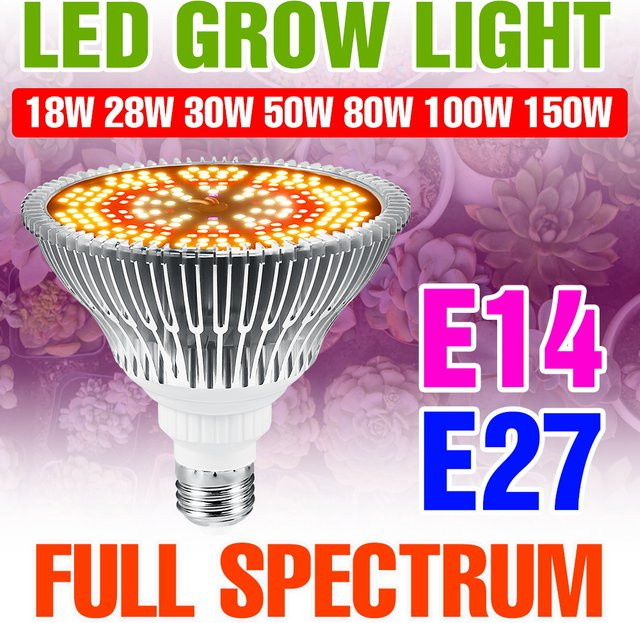 NJHIKG 150W LED Pflanzenlampe E27 Vollspektrum Wachstumslicht für Gemüse, Sämlinge, Blüten und Früchte in Weiß - Bild 1