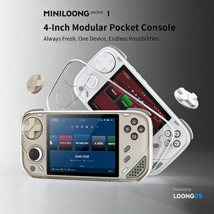 MINILOONG POCKET 1 Handheld-Spielkonsole mit 4 Zoll IPS-Bildschirm, White, Open-Source-System LOONG OS - Bild 2