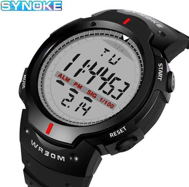 Synoke Digitaluhr, Schwarz, Kunststoff, Herren, Wasserdicht - Bild 1
