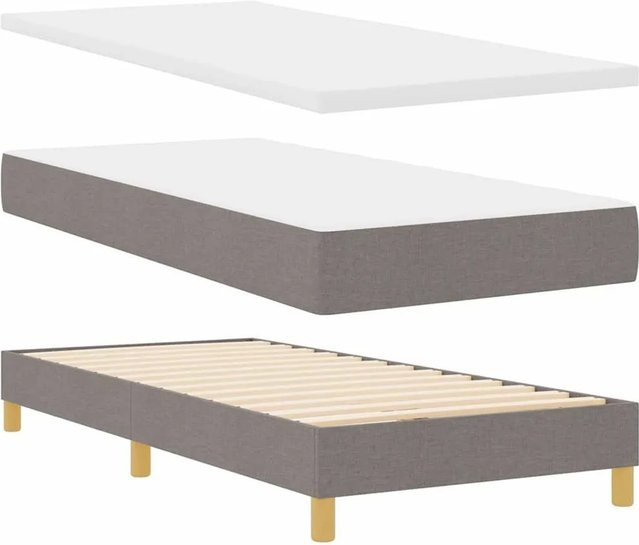 vidaXL Boxspringbett mit Matratze in Beige und Grau, B/T: 90 x 200 cm - Bild 1