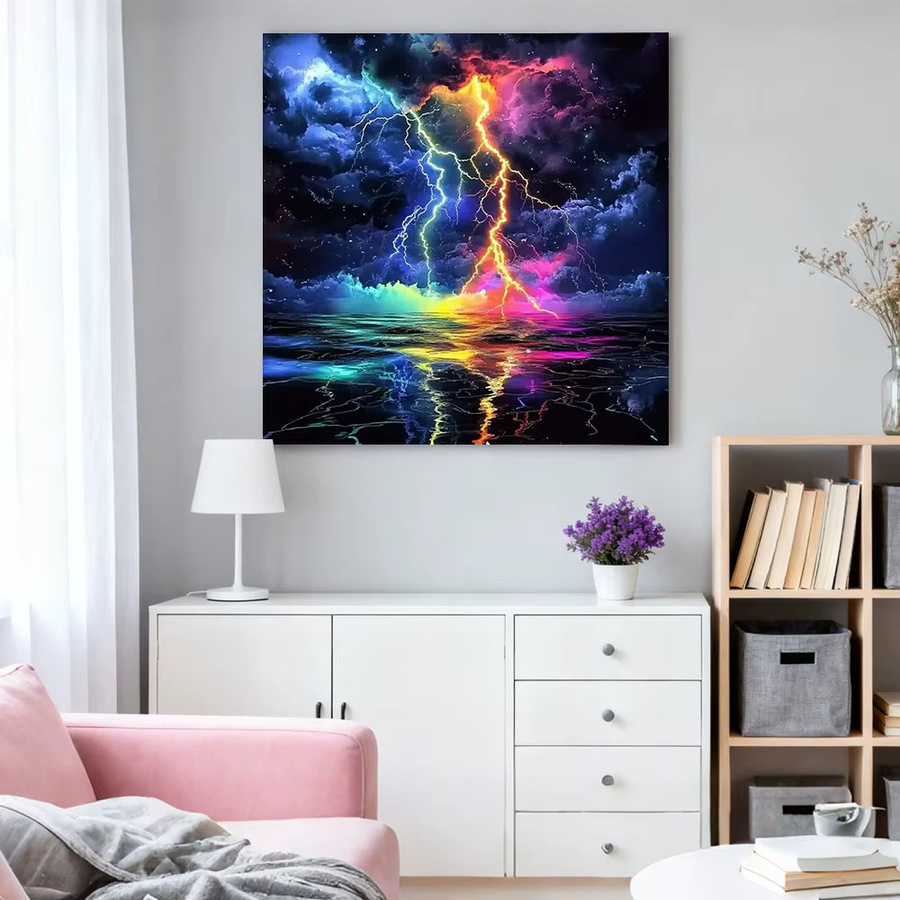 HUACAN 5D DIY Diamantmalerei Set Meerlandschaft als rundes Mosaik-Kunstset in Multicolour - Bild 3