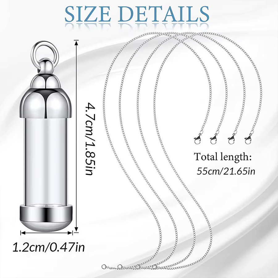 Gedenkanhänger Edelstahl, transparentes Glas, Silber, Unisex - Bild 2