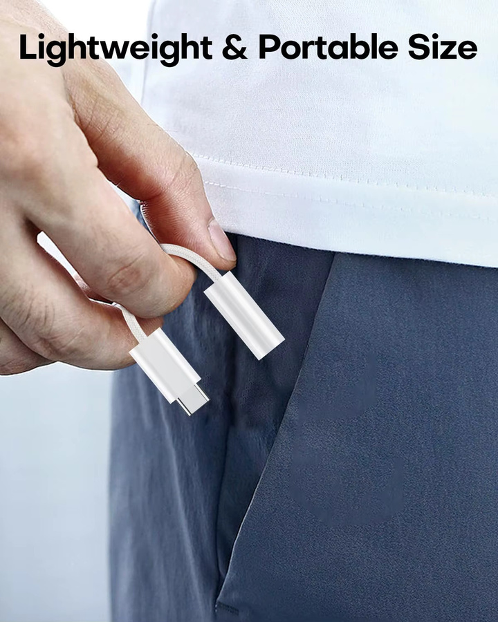 NNBILI USB-C auf 3,5mm Kopfhöreranschluss-Adapter Aux-Audiokabel in Weiß für iPhone 15 Pro Max, iPad Pro, MacBook und Samsung - Bild 2