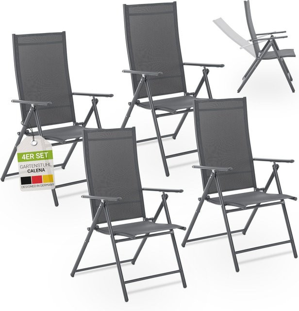 Juskys Gartenstuhl Calena 4er Set Anthrazit mit verstellbarer Rückenlehne und Textilene-Gewebe - Bild 1