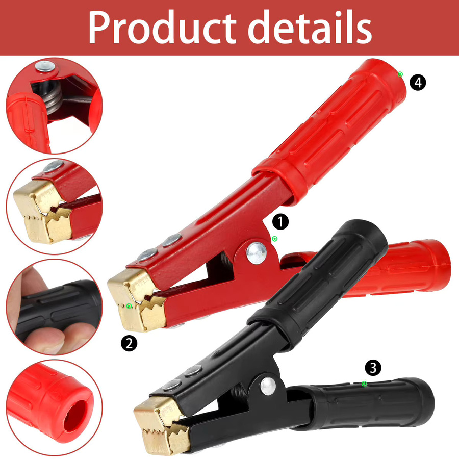 2er-Set Hochleistungs-Kupfer-Krokodilklemmen in Multicolor für Batterie- und Kabeltests sowie Starthilfekabel (500-1000A) - Bild 3