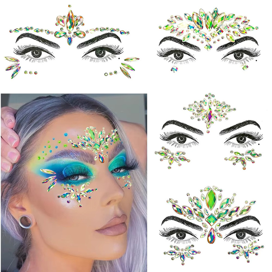 HotPress Gesicht Edelsteine Tattoo Aufkleber, Regenbogen, Unisex - Bild 4
