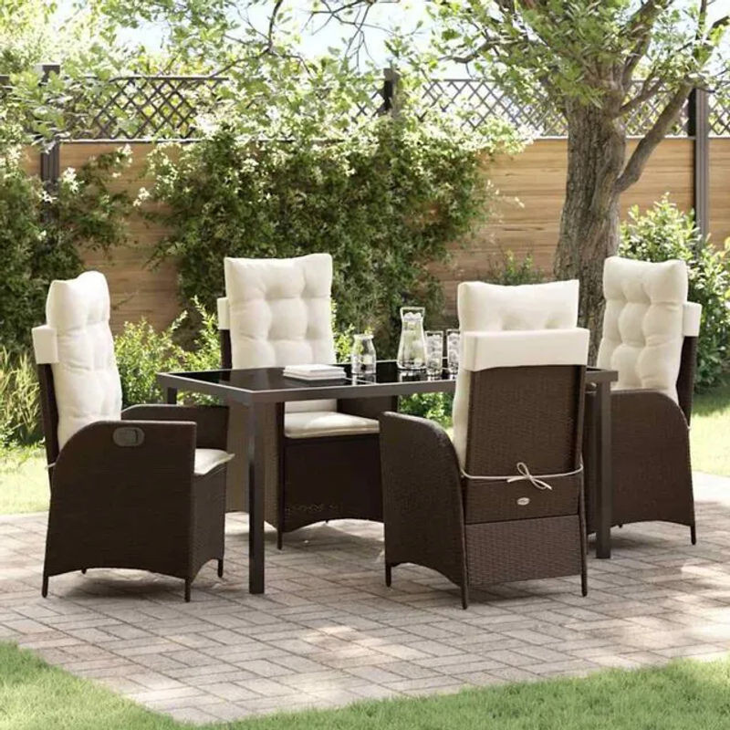 Vidaxl Gartenmöbel-Set Essgruppe aus Polyrattan und Stahl in Braun mit 5 Teilen - Bild 1