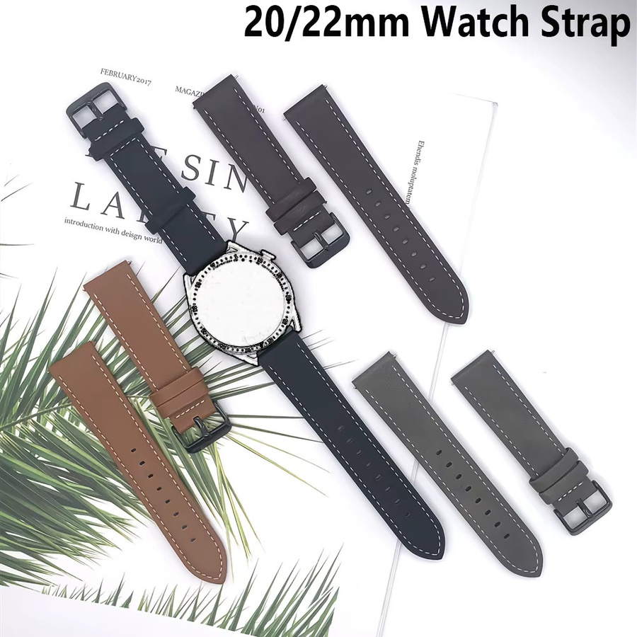 Uhrenarmband Kunstleder, Schwarz, Unisex, 22 20 mm - Bild 2