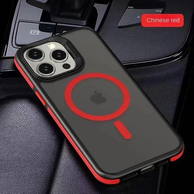 Stoßfeste Magnetische Luxus-Hülle für Apple iPhone 11 bis 16 Pro Max Plus mit MagSafe Wireless Charging Support in Rot - Bild 1