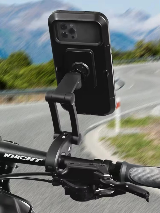 Wasserdichte Fahrrad-Telefonhalterung mit Touchscreen-Navigation und Teleskopfunktion in Schwarz - Bild 6