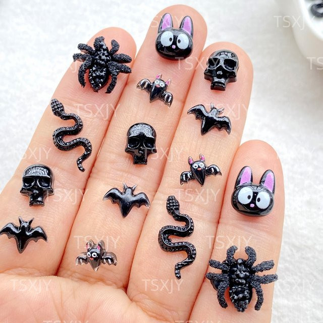 TSXJY Nagelkunst Charms, 50 Stück, Halloween-Motiv, Glänzend - Bild 1