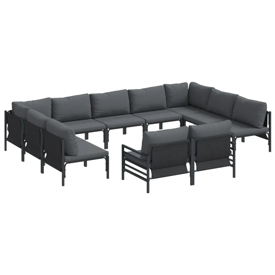 vidaXL Garten-Sofa-Set 11-teilig aus Stahl in Anthrazit - Bild 2
