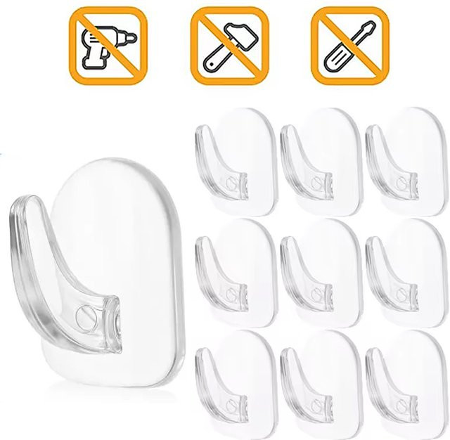 GQHOME Transparente Mini-Klebehaken aus Kunststoff, wasserdichte selbstklebende Haken für den Haushalt und die Küche - Bild 1
