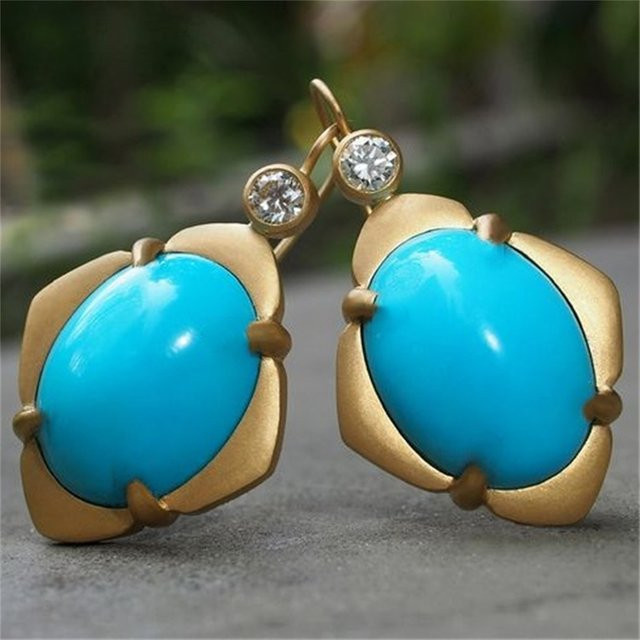 YoYo Ohrringe, Gold, Türkis, Damen, Vintage - Bild 1