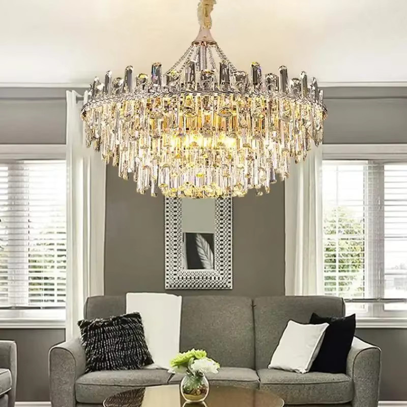 TAONUANSHU Moderne LED-Pendelleuchte aus Kristall in Gold/Messing und Transparent mit E14 Fassung für Wohnzimmer und Esszimmer - Bild 3
