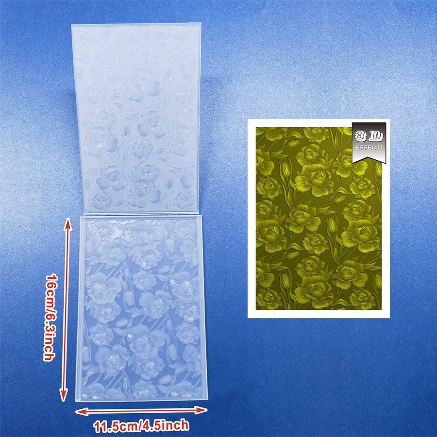 Klassischer 3D-Relief-Schnitzordner mit Rosenblüten-Design aus transparentem Kunststoff für Scrapbooking und DIY-Papierarbeiten - Bild 2