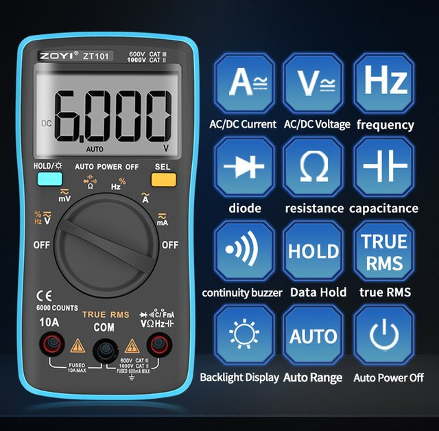 Zoyi ZT100 und ZT101 digitale Multimeter mit automatischer Bereichswahl für hochpräzise Messungen - Bild 1