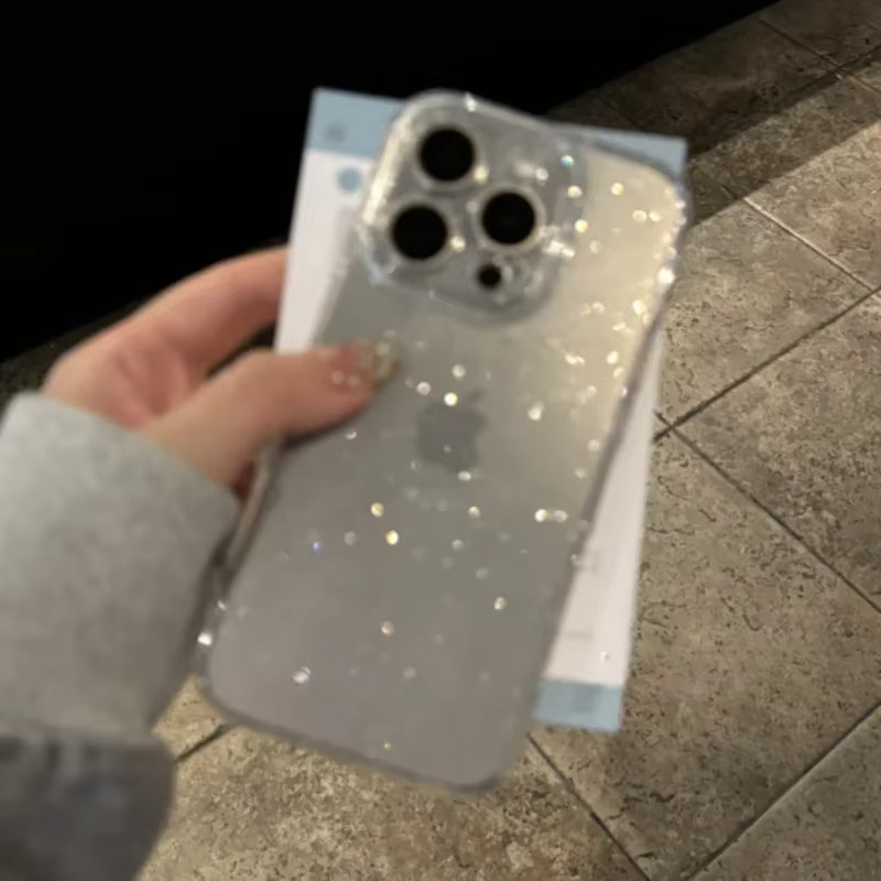 NUCWIN Transparente Glitzer-Handyhülle aus weichem Silikon für iPhone 12 13 14 15 16 17 Pro Max Plus Air Stoßfeste Schutzhülle - Bild 3