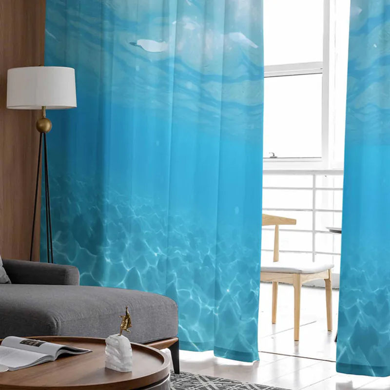 Super Six Chiffon-Fenstervorhänge Ozean-Sommer in Blau, Breite: 135 cm, Höhe: 114 cm - Bild 4