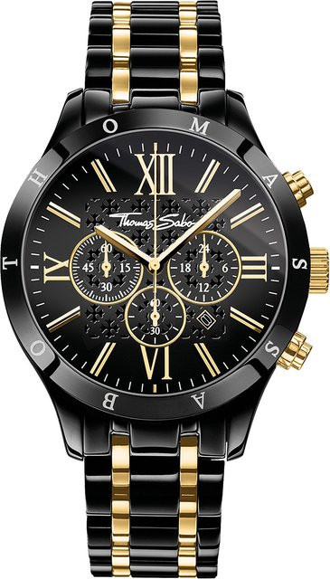 Thomas Sabo Chronograph, Edelstahl, Quarz, 43 mm, Herren, Schwarz - Bild 1