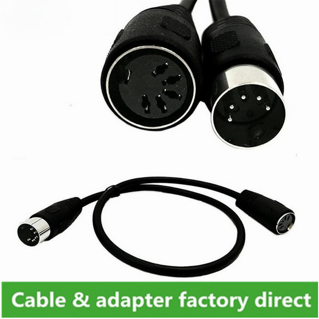 BSN MIDI-Verlängerungskabel mit 5-Pin DIN Stecker auf Buchse in Schwarz - Bild 1