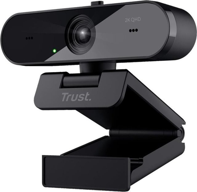 Trust TW-250 QHD Webcam in Schwarz mit Standfuß und Klemm-Halterung - Bild 1