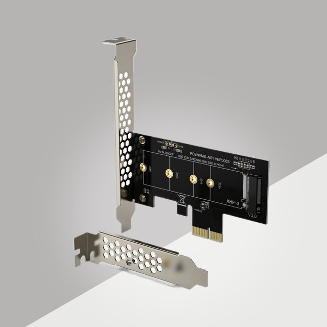 Haoyexin PCIe zu M2 NVME Adapterkarte mit 2 Ports, M Key SSD Konverter, PCIe X1 Erweiterungskarte, Schwarz - Bild 1