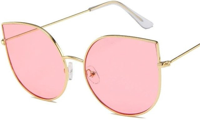 Dote Cat Eye Sonnenbrille, Metall, randlos, Damen, beige - Bild 1