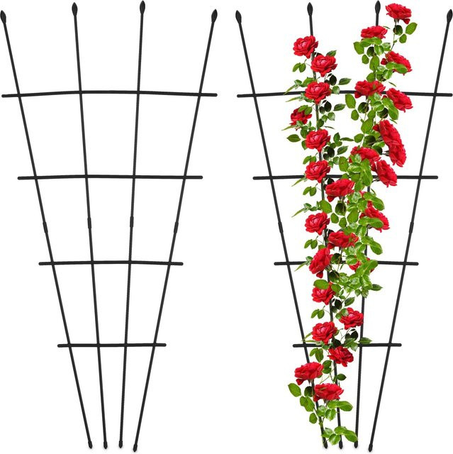 Relaxdays Rankgitter 2er Set aus Stahl und Kunststoff in Schwarz, höhenverstellbar, Höhe: 122 cm, Breite: 59 cm, Tiefe: 1,5 cm - Bild 1
